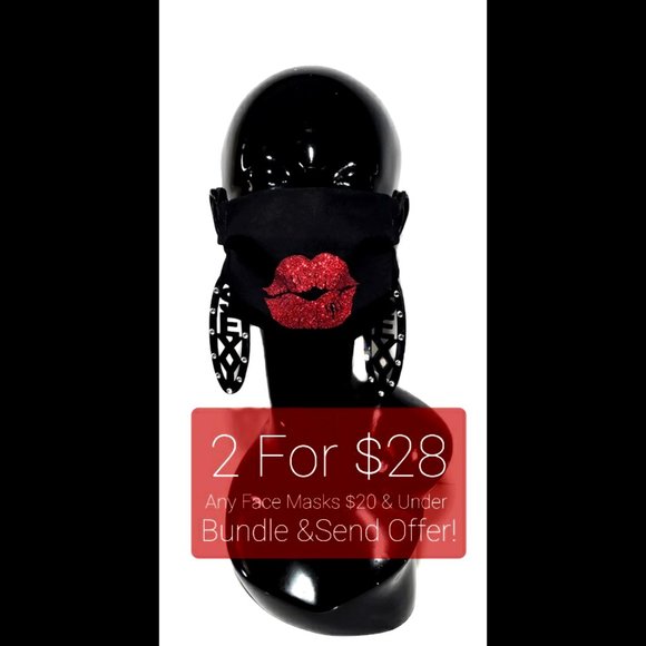 Sexy Red Lips Handmade Cotton Face Mask,Reuse/Wsh - Picture 3 of 7